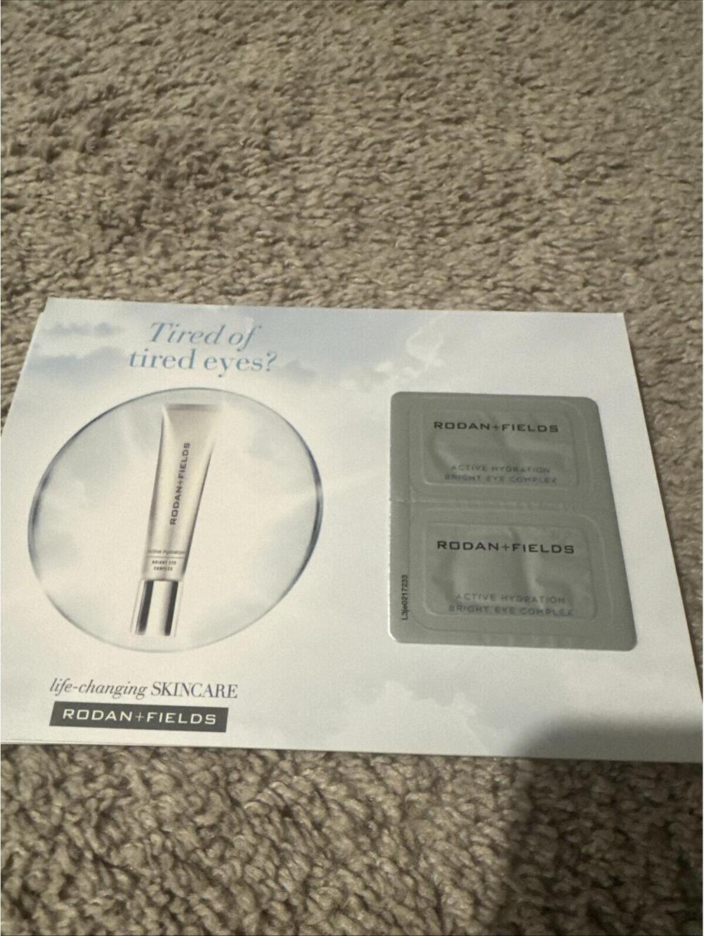 Rodan + Fields Active Hydration Bright Eye Complex Travel 8 Sample Cards